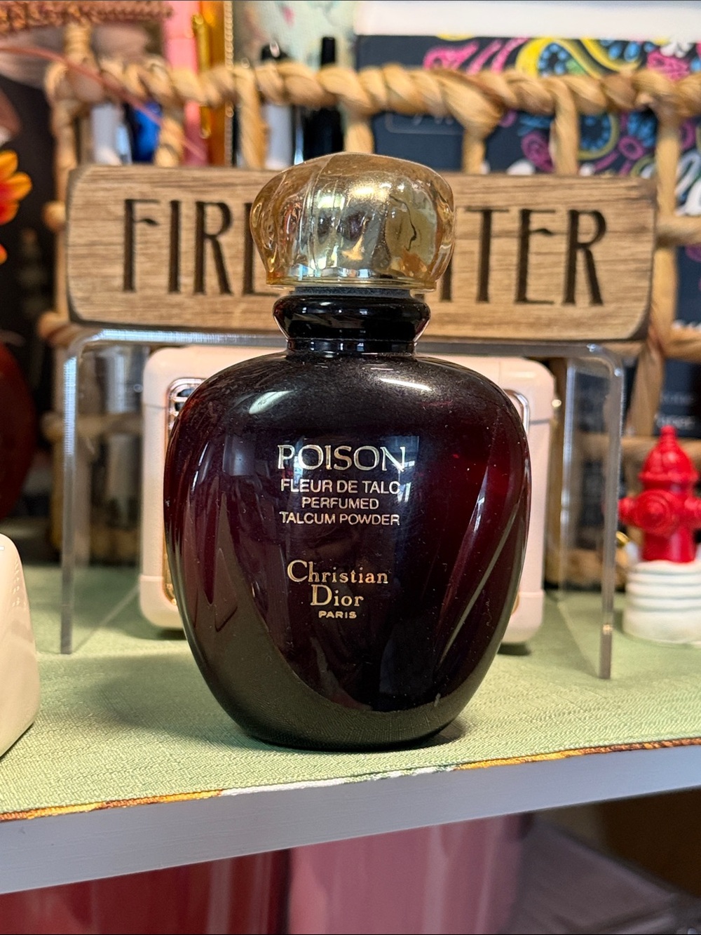 VIntage Dior Poison Fleur de Talc Perfumed Talcum Powder Deep Plum with Gold Cap